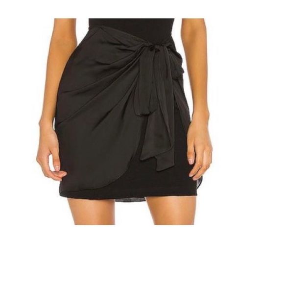 BAILEY 44 Synergetic Sarong Satin Wrap Dress In Black - Picture 3 of 4